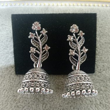 Tahura Oxidised Plated Jhumki Earrings