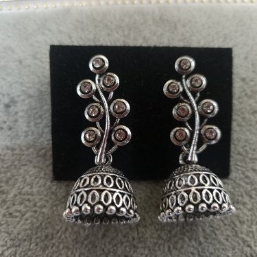 Tahura Oxidised Plated Jhumki Earrings