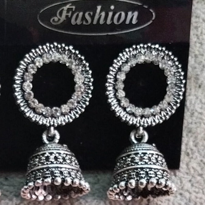 Tahura Oxidised Plated Jhumki Earrings