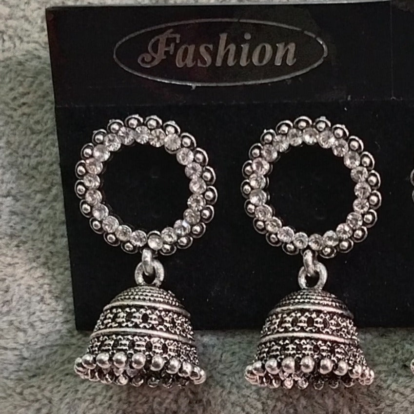 Tahura Oxidised Plated Jhumki Earrings