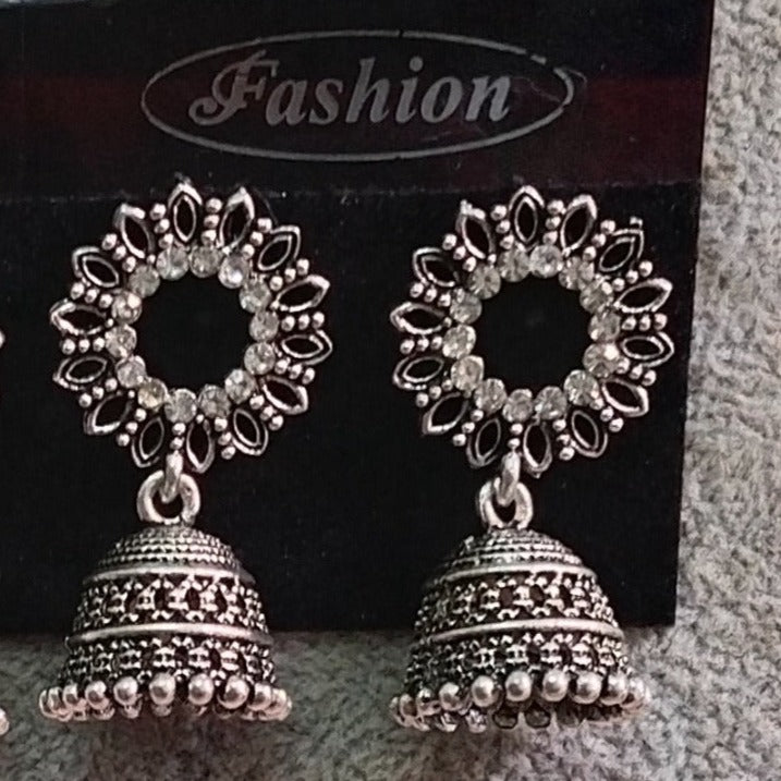 Tahura Oxidised Plated Jhumki Earrings