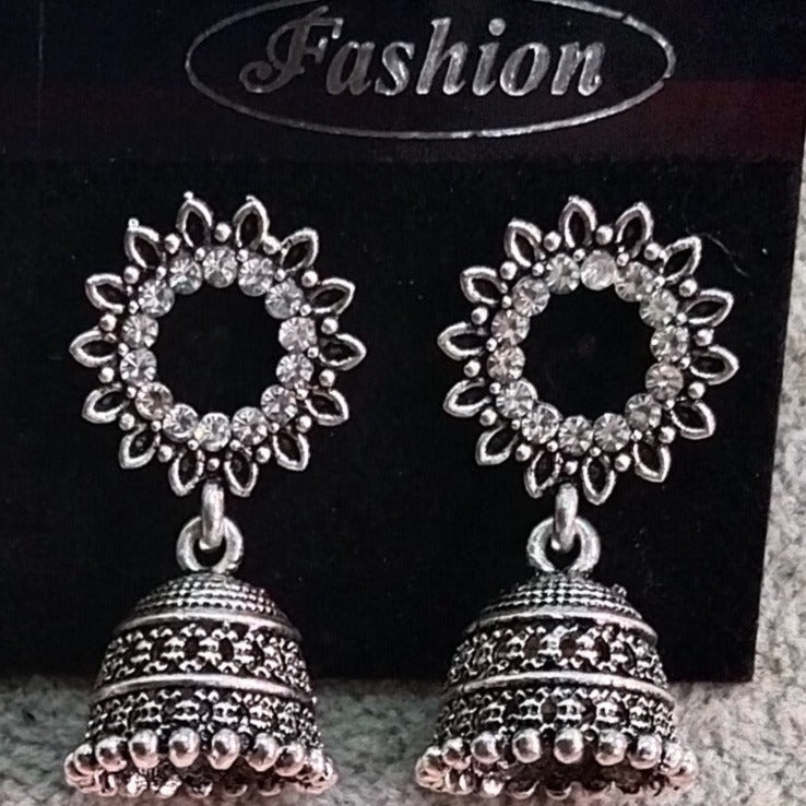 Tahura Oxidised Plated Jhumki Earrings