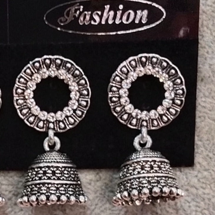 Tahura Oxidised Plated Jhumki Earrings