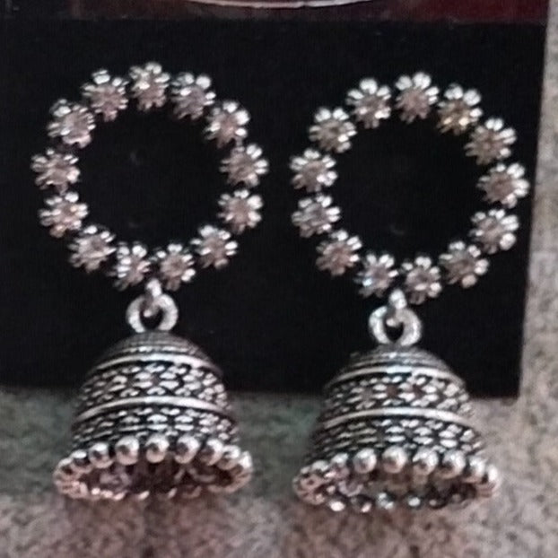 Tahura Oxidised Plated Jhumki Earrings