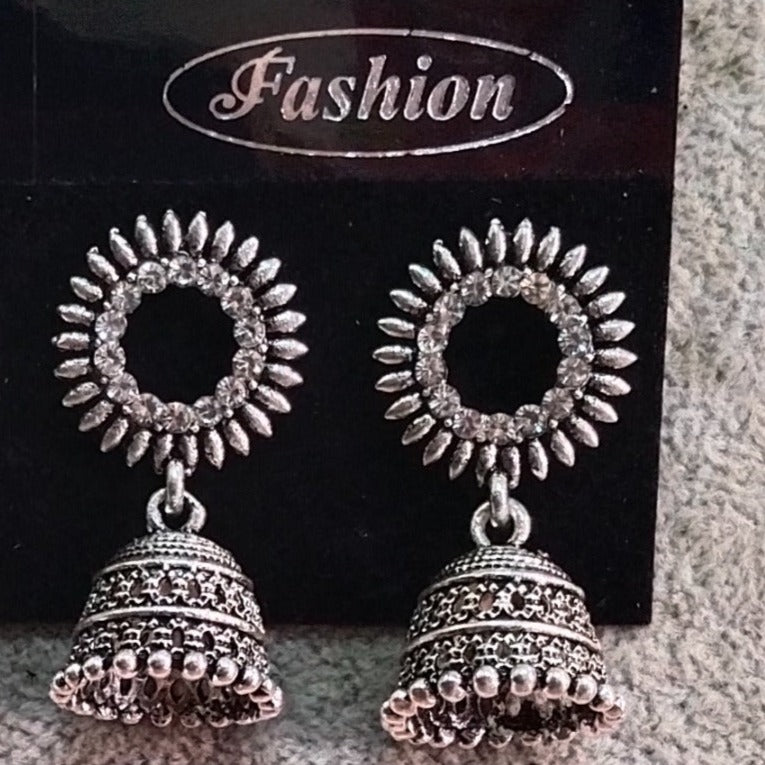 Tahura Oxidised Plated Jhumki Earrings