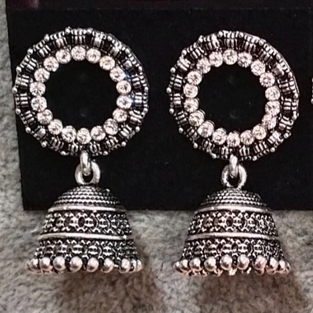 Tahura Oxidised Plated Jhumki Earrings