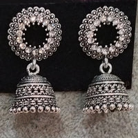 Tahura Oxidised Plated Jhumki Earrings