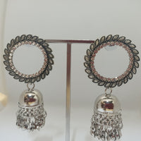 Tahura Oxidised Plated Jhumki Earrings