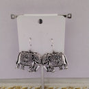 Tahura Oxidised Plated Elephant Style Dangler Earrings