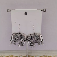 Tahura Oxidised Plated Elephant Style Dangler Earrings