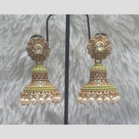 Infinity Jewels Gold Plated Crystal Stone And Meenakari Jhumki Earrings