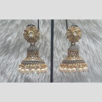 Infinity Jewels Gold Plated Crystal Stone And Meenakari Jhumki Earrings