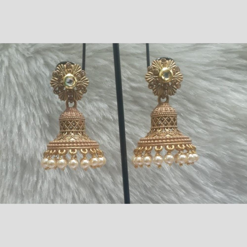 Infinity Jewels Gold Plated Crystal Stone And Meenakari Jhumki Earrings