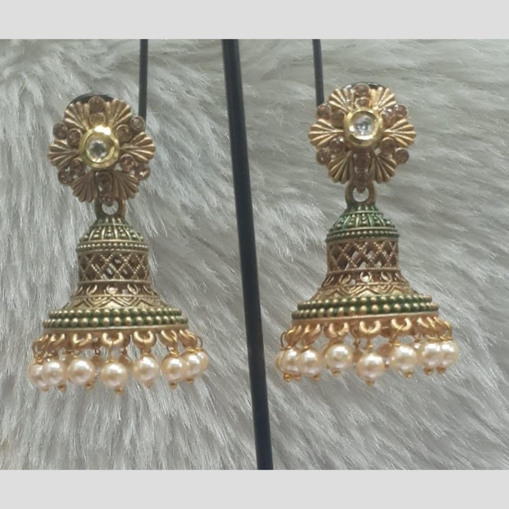 Infinity Jewels Gold Plated Crystal Stone And Meenakari Jhumki Earrings