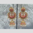 Infinity Jewels Gold Plated Crystal Stone And Meenakari Jhumki Earrings