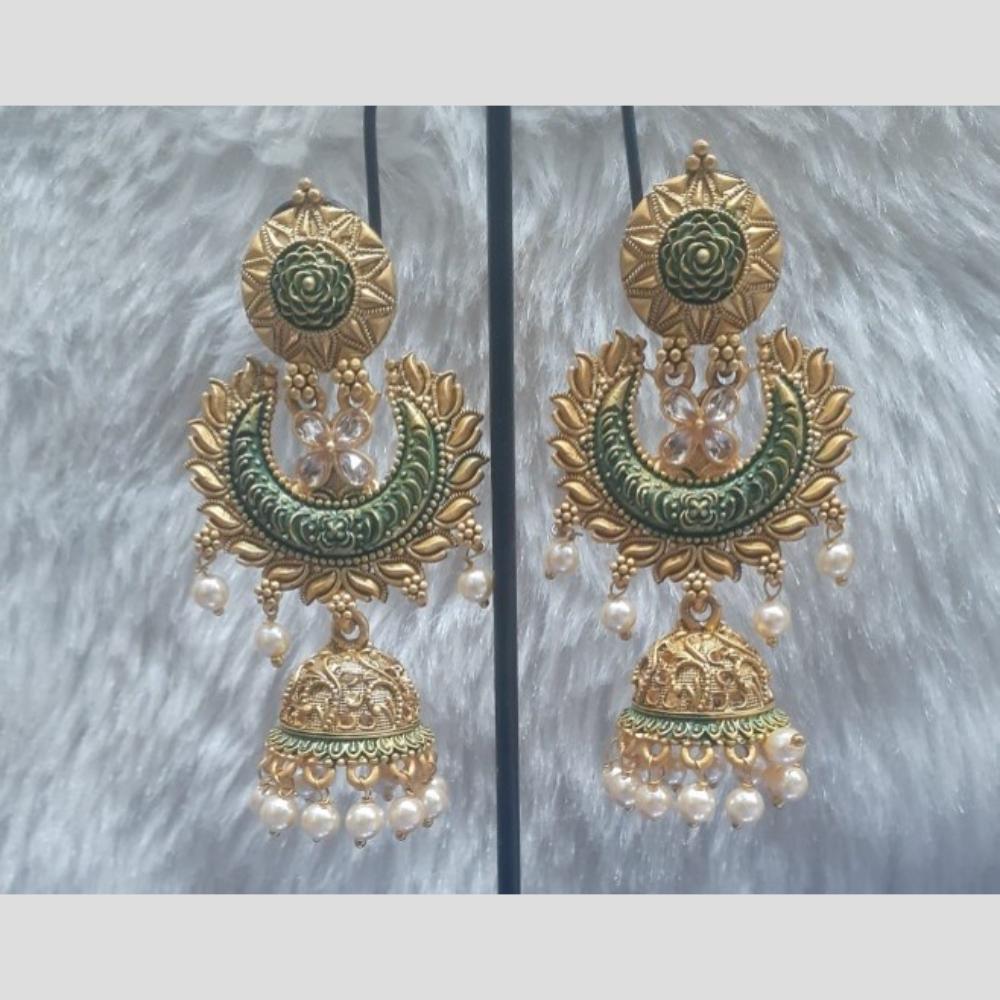 Infinity Jewels Gold Plated Crystal Stone And Meenakari Jhumki Earrings