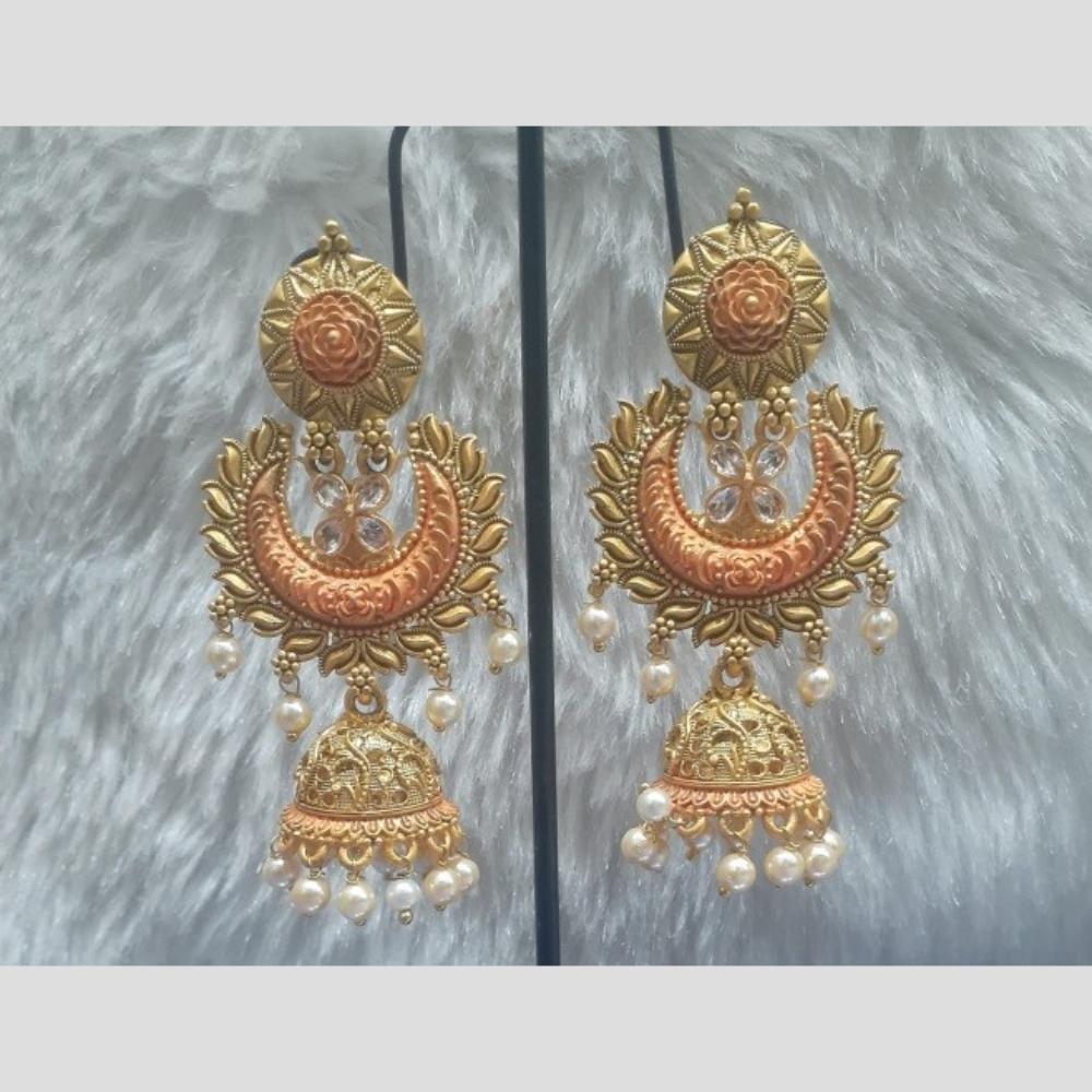 Infinity Jewels Gold Plated Crystal Stone And Meenakari Jhumki Earrings