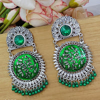 Beavy Pearls Elegant Pota Stone And Pearl Meenakari Dangler Earrings