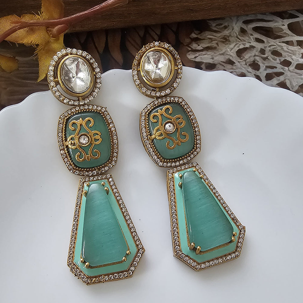 The Jewellery Creations Gold Plated Crystal Stone And Austrian Stone Dangler Earrings