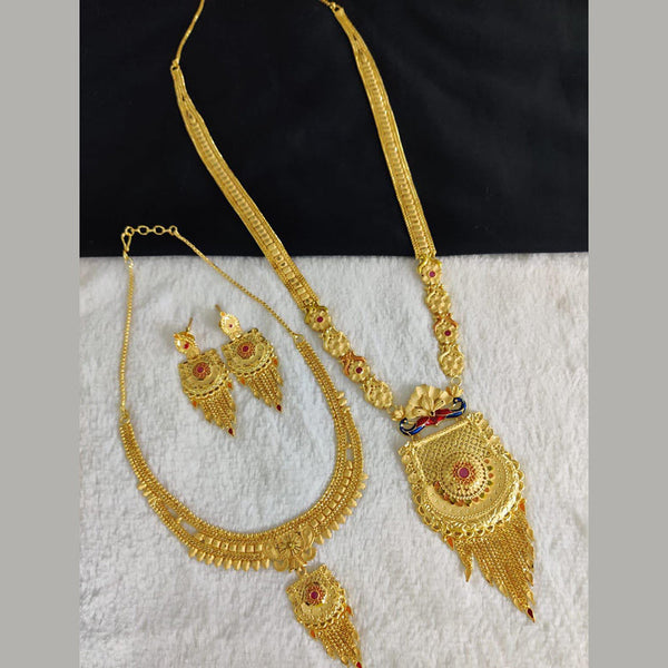 Pari Art Jewellery Forming Gold Double Necklace Set