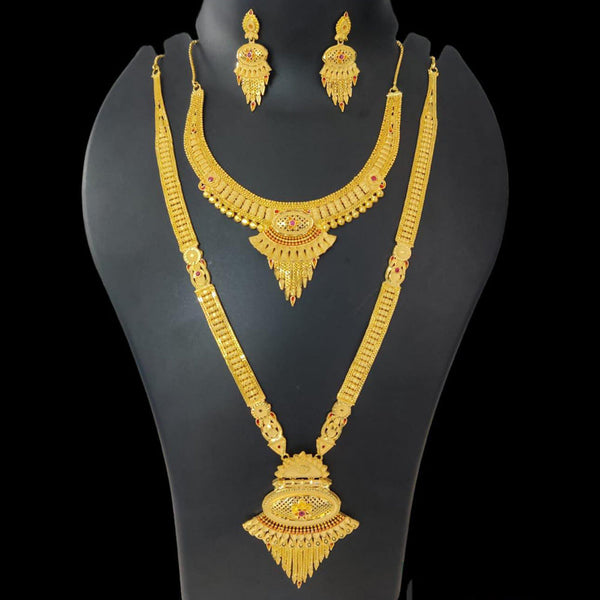 Pari Art Jewellery Forming Gold Double Necklace Set