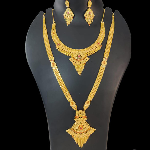 Pari Art Jewellery Forming Gold Double Necklace Set