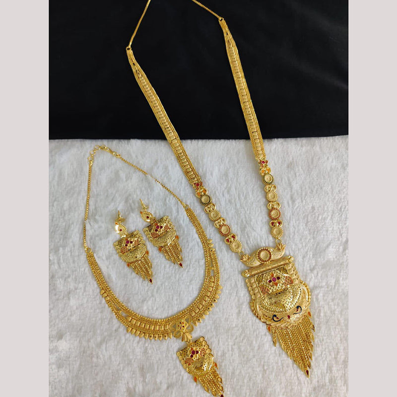 Pari Art Jewellery Forming Gold Double Necklace Set