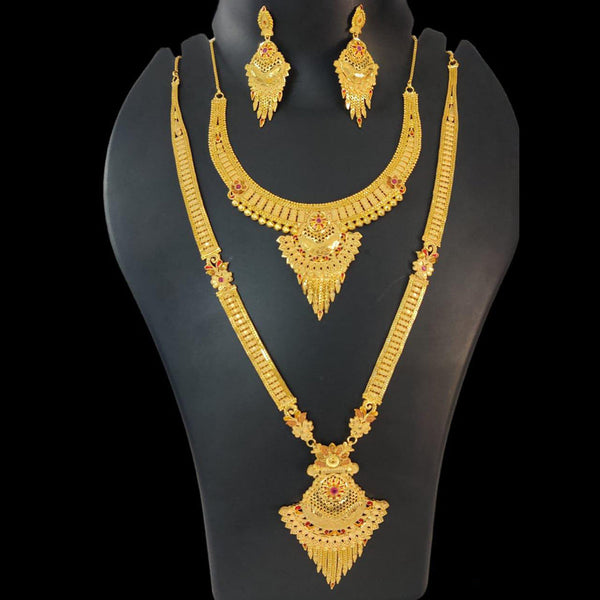 Pari Art Jewellery Forming Gold Double Necklace Set