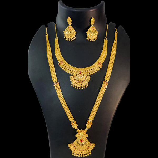 Pari Art Jewellery Forming Gold Double Necklace Set