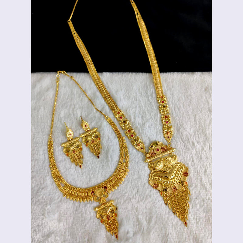 Pari Art Jewellery Forming Gold Double Necklace Set