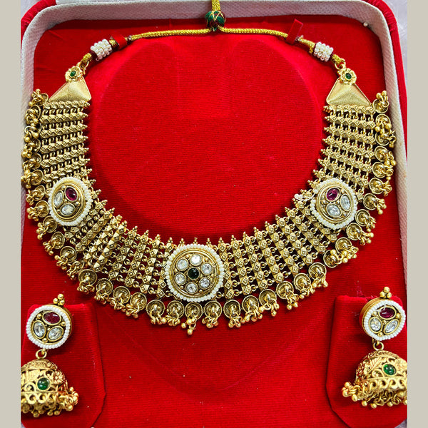 Pari Art Jewellery Antique Rajwadi Polish Pota Necklace Set