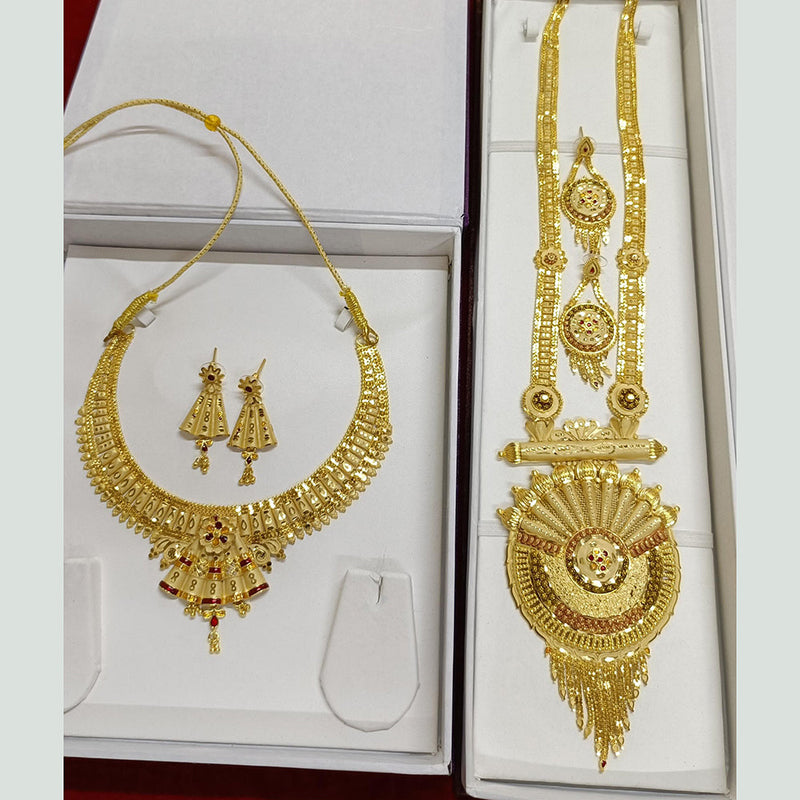 Pari Art Jewellery Forming Gold Double Necklace Set