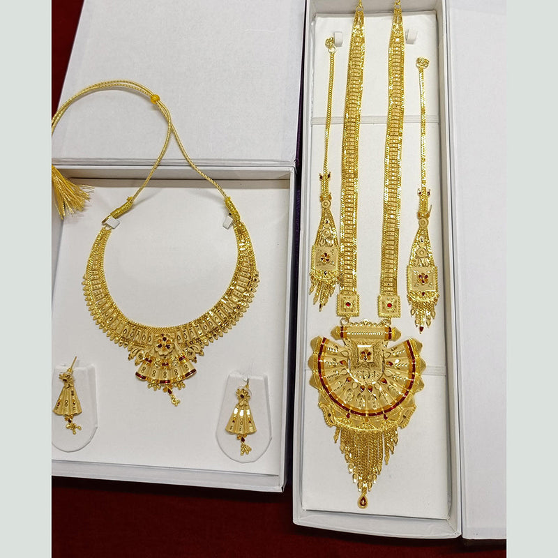 Pari Art Jewellery Forming Gold Double Necklace Set