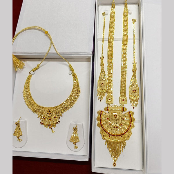 Pari Art Jewellery Forming Gold Plated Double Necklace Set