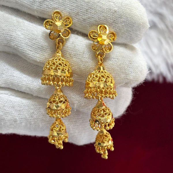 Pari Art Jewellery Forming Gold Jhumki Earrings