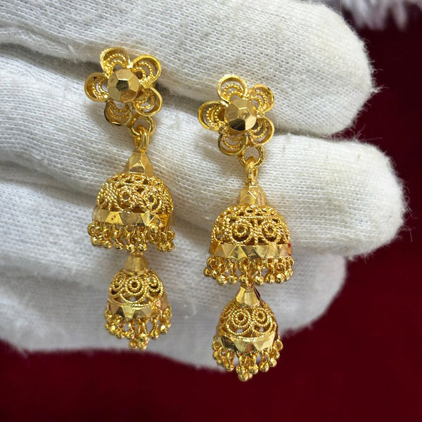 Pari Art Jewellery Forming Gold Jhumki Earrings