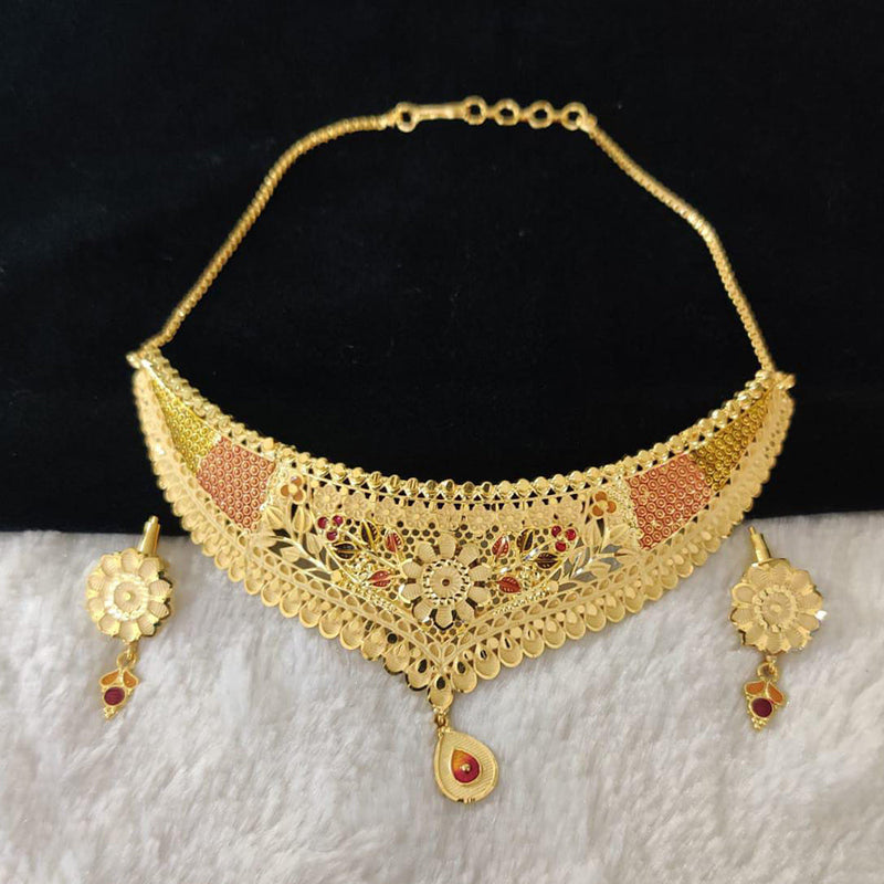 Pari Art Jewellery Forming Gold Plated Choker Necklace Set