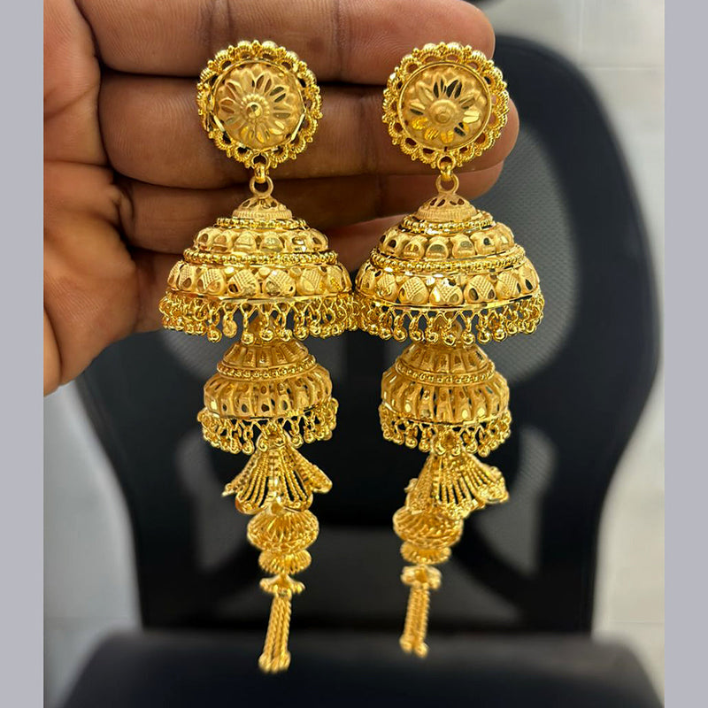 Pari Art Jewellery Gold Forming Gold Plated Jhumki Earrings