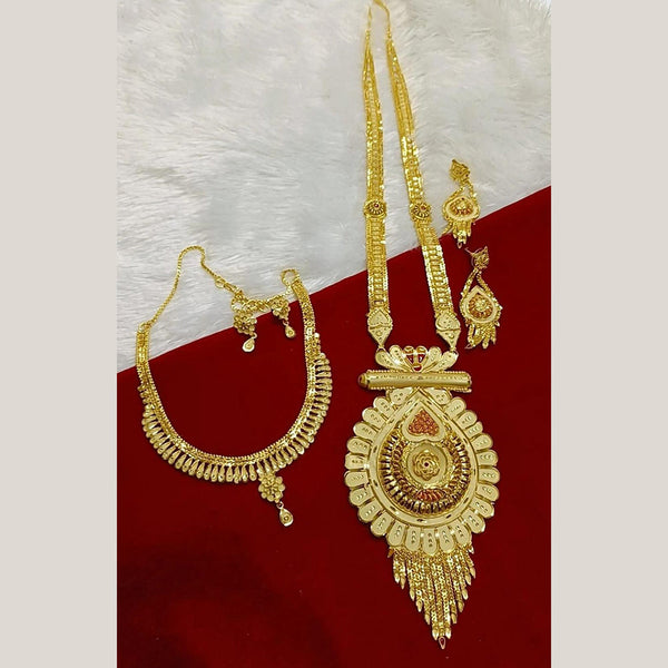 Pari Art Jewellery Forming Gold Plated Double Necklace Set