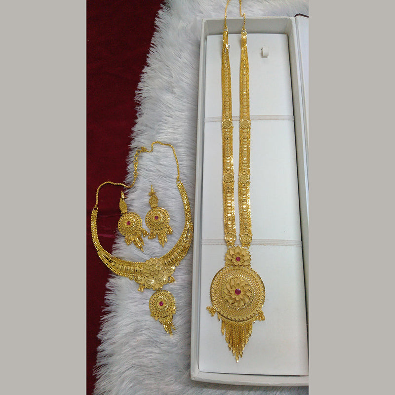 Pari Art Jewellery Forming Gold Plated Double Necklace Set