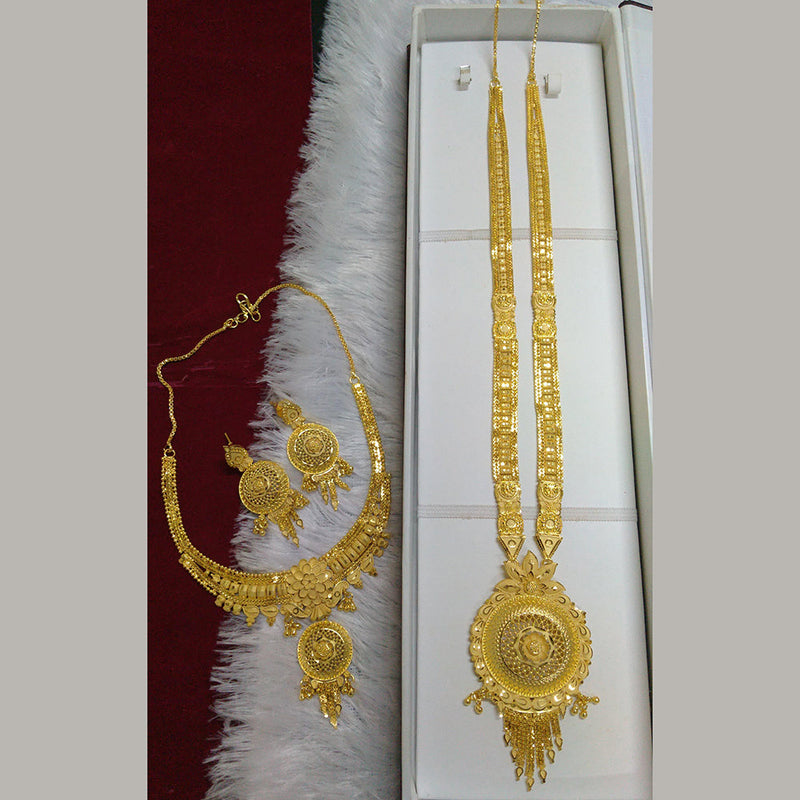 Pari Art Jewellery Forming Gold Plated Double Necklace Set