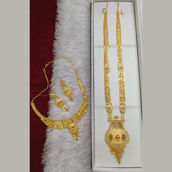 Pari Art Jewellery Forming Gold Plated Double Necklace Set