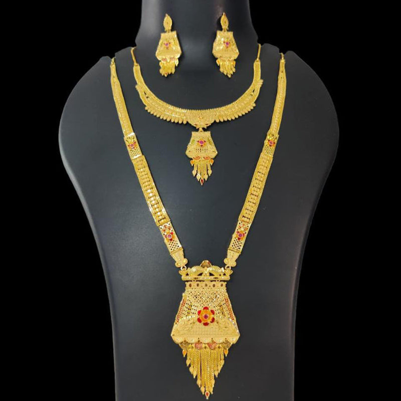 Pari Art Jewellery Forming Gold Plated Double Necklace Set