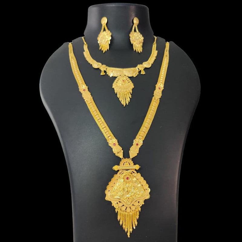 Pari Art Jewellery Forming Gold Plated Double Necklace Set