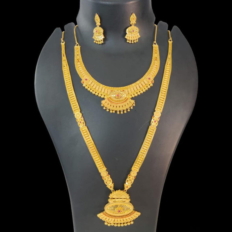 Pari Art Jewellery Forming Gold Plated Double Necklace Set