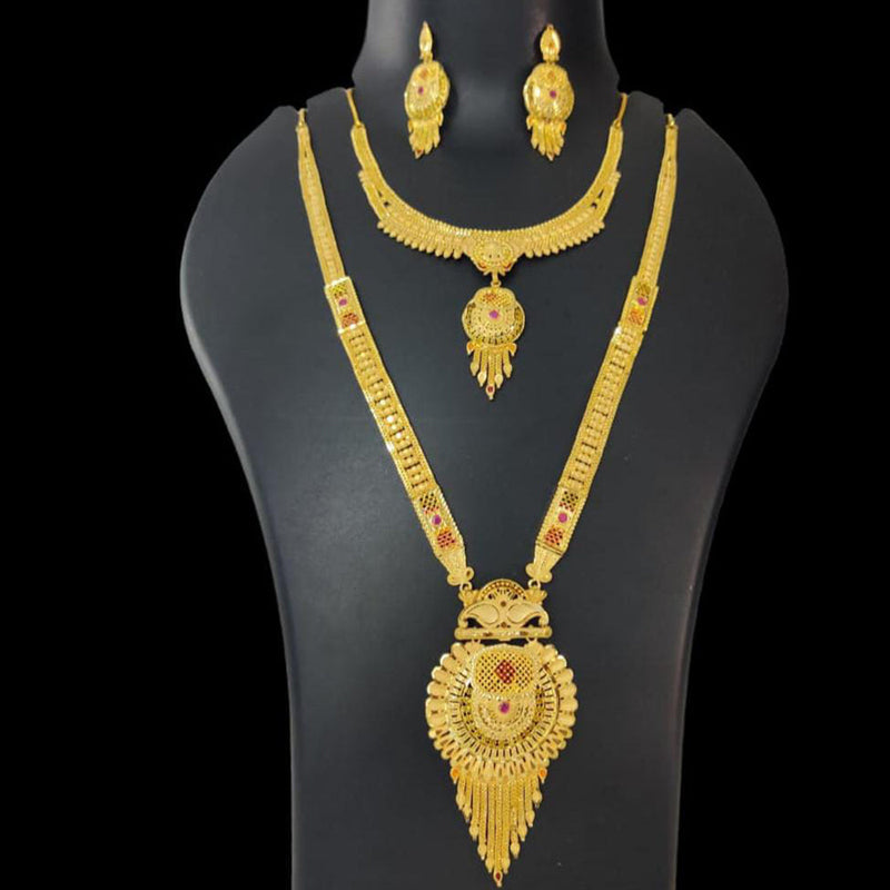 Pari Art Jewellery Forming Gold Plated Double Necklace Set