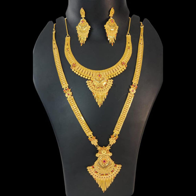 Pari Art Jewellery Forming Gold Plated Double Necklace Set