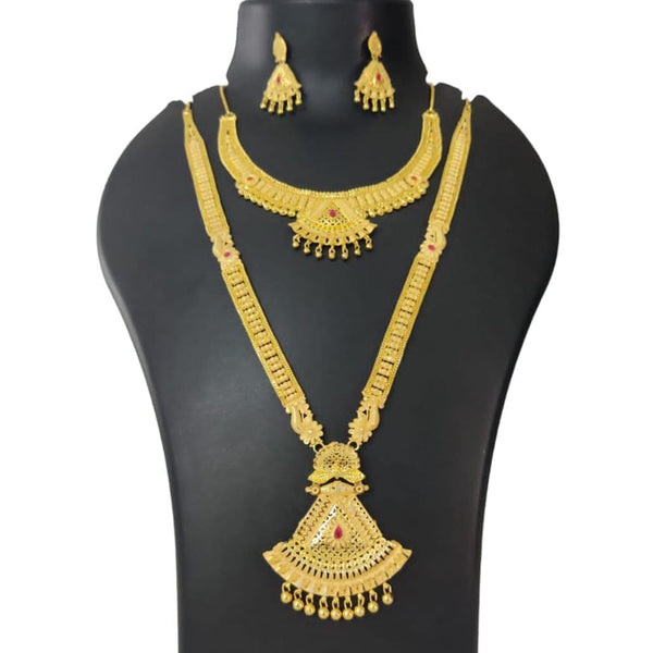 Pari Art Jewellery Forming Gold Plated Double Necklace Set