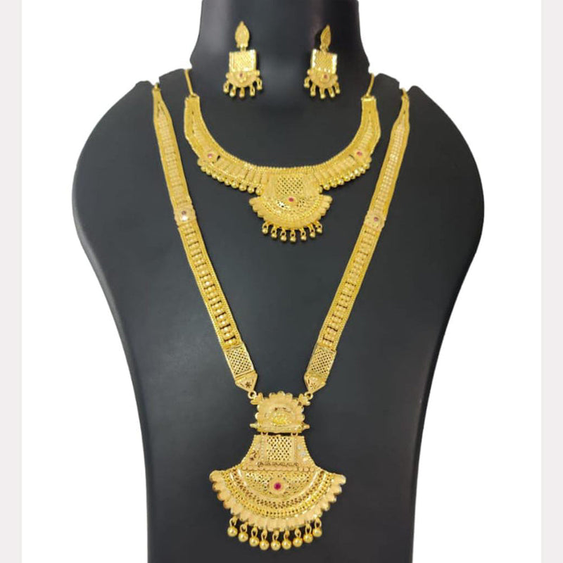 Pari Art Jewellery Forming Gold Plated Double Necklace Set