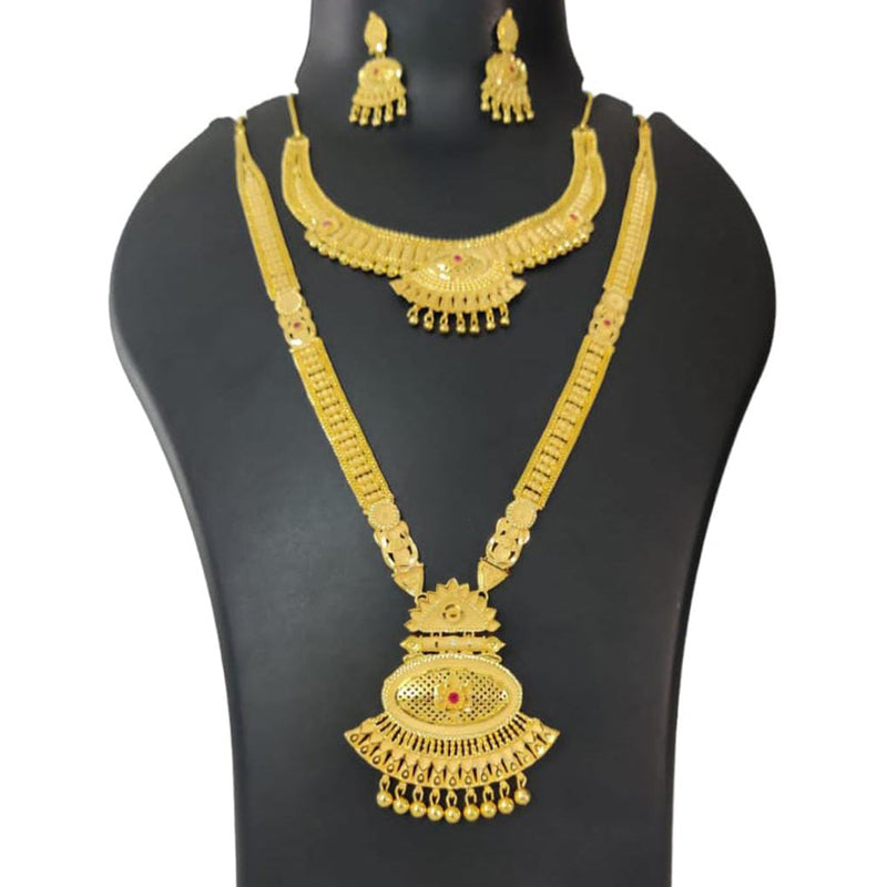 Pari Art Jewellery Forming Gold Plated Double Necklace Set